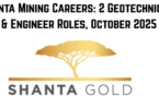 Shanta Mining Careers: 2 Geotechnician & Engineer Roles, October 2025