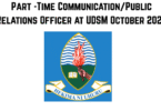 Part -Time Communication/Public Relations Officer at UDSM October 2025