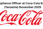 Compliance Officer at Coca-Cola Kwanza (Tanzania) November 2025