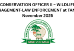 CONSERVATION OFFICER II – WILDLIFE MANAGEMENT-LAW ENFORCEMENT at TANAPA November 2025