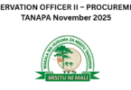 CONSERVATION OFFICER II – PROCUREMENT at TANAPA November 2025