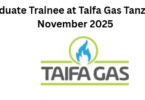 Graduate Trainee at Taifa Gas Tanzania, November 2025